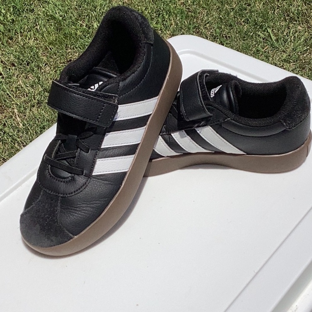 Adidas Black and White Sneakers with Velcro Closure